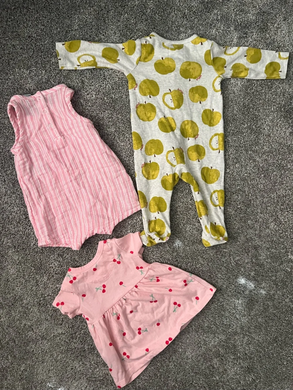 Set of 3 Fruit Themed Baby One Pieces